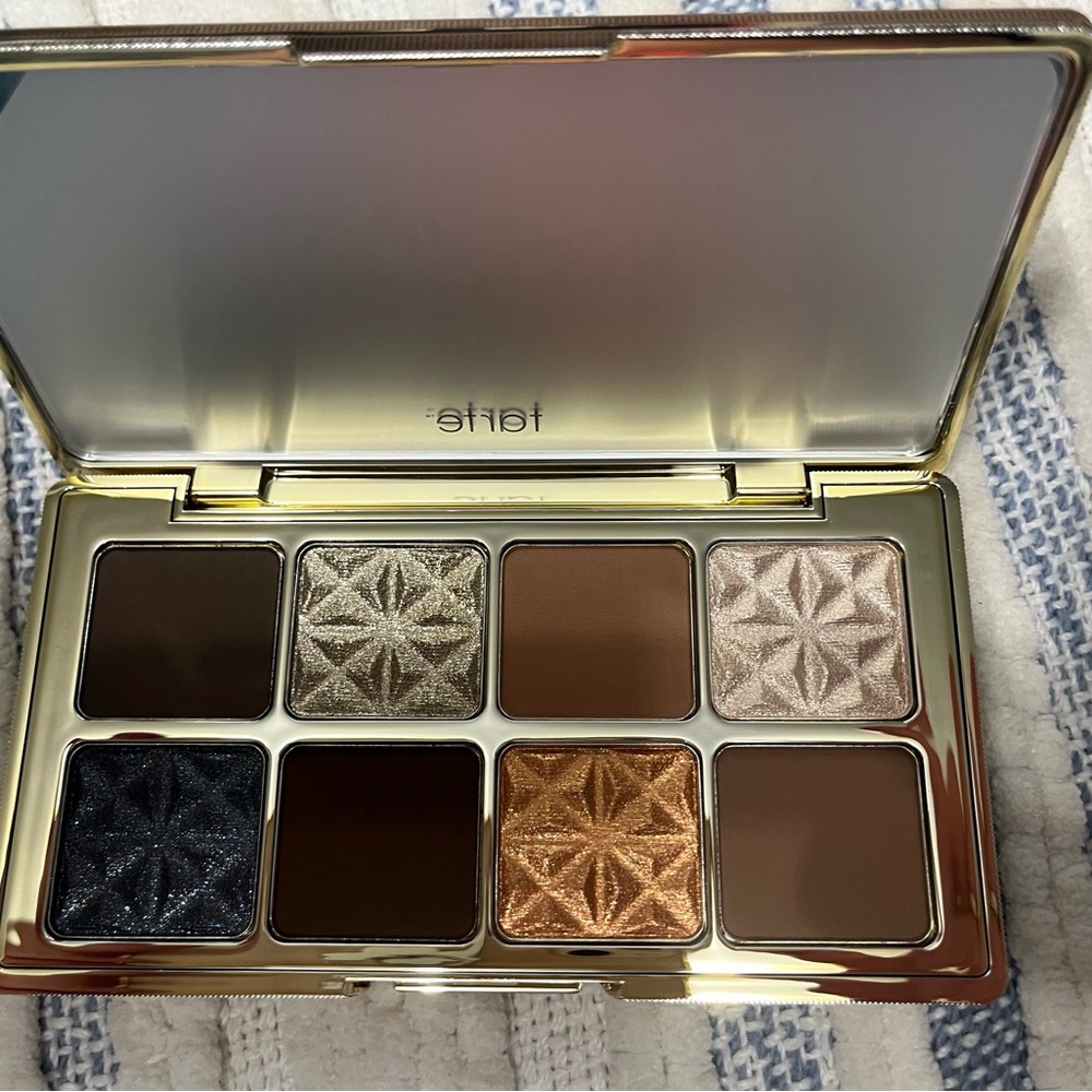 tarte Eyeshadow Palette with Gold, Silver, and Brown Shades